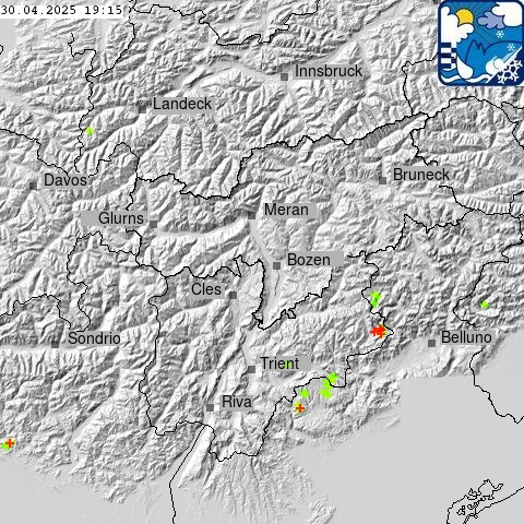 Blitzradar Südtirol (c) Wetterdienst der Autonomen Provinz Bozen