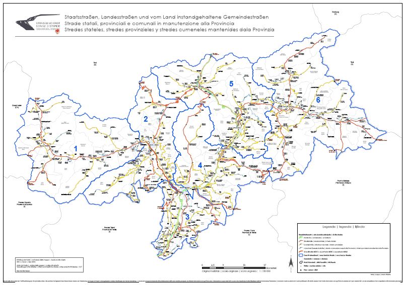 Mappa delle strade dell'Alto Adige