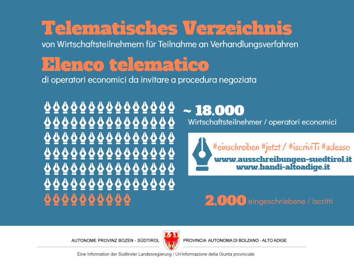 [Externer Link] - Website Ausschreibunegn Südtirol, Telematisches Verzeichnis von Wirtschaftsteilnehmern für Teilnahme an Verhandlungsverfahren