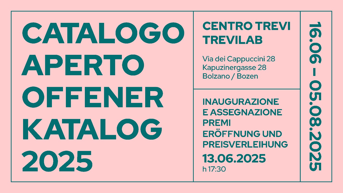 Catalogo Aperto 2025 > Inaugurazione e assegnazione premi venerdì 13 giugno 2025, ore 17.30