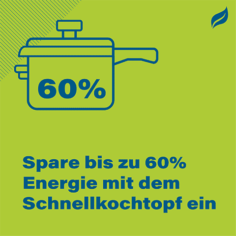 Spare bis zu 60% Energie mit dem Schnellkochtopf ein