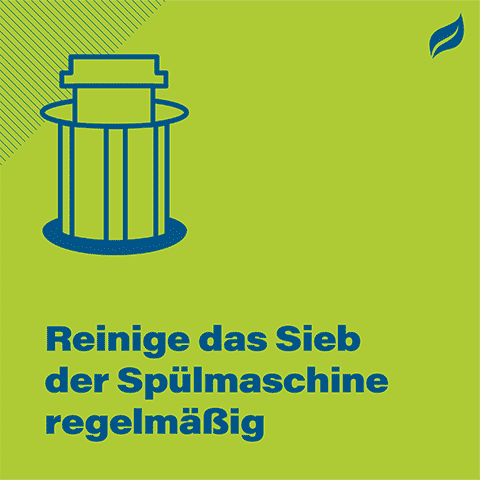 Reinige das Sieb der Spülmaschine regelmäßig