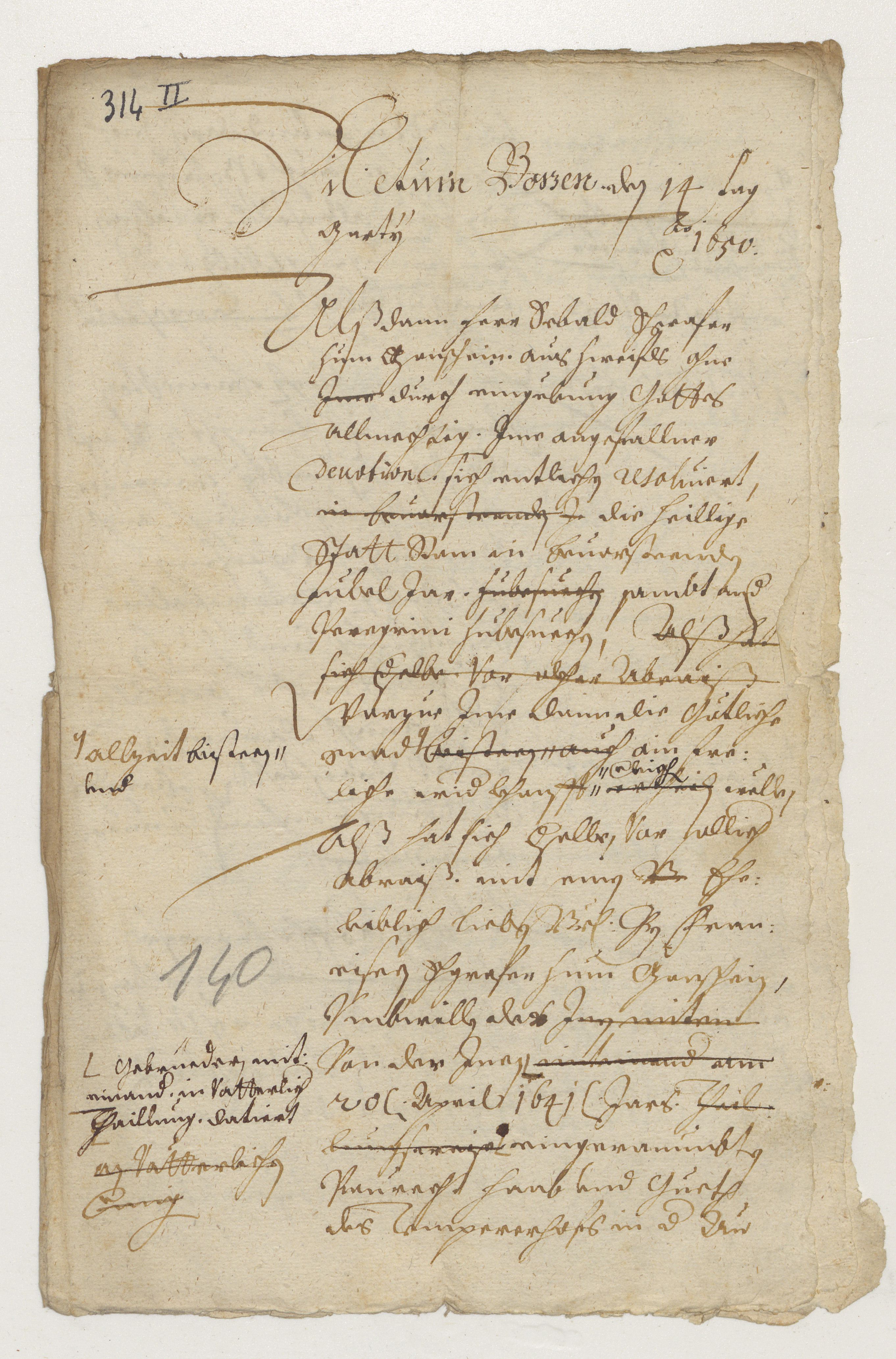 Akten der Landeshautpmannschaftlichen Gerichts/Adeligen Hofrechts Bozen, Nr. 314
