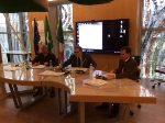 LR Theiner mit dem Trentiner Umweltlandesrat Mauro Gilmozzi (Mi.) und Dario Furlanetto, Direktor des Parco dell’Adamello bei der heutigen Diskussionsrunde auf der Expo.